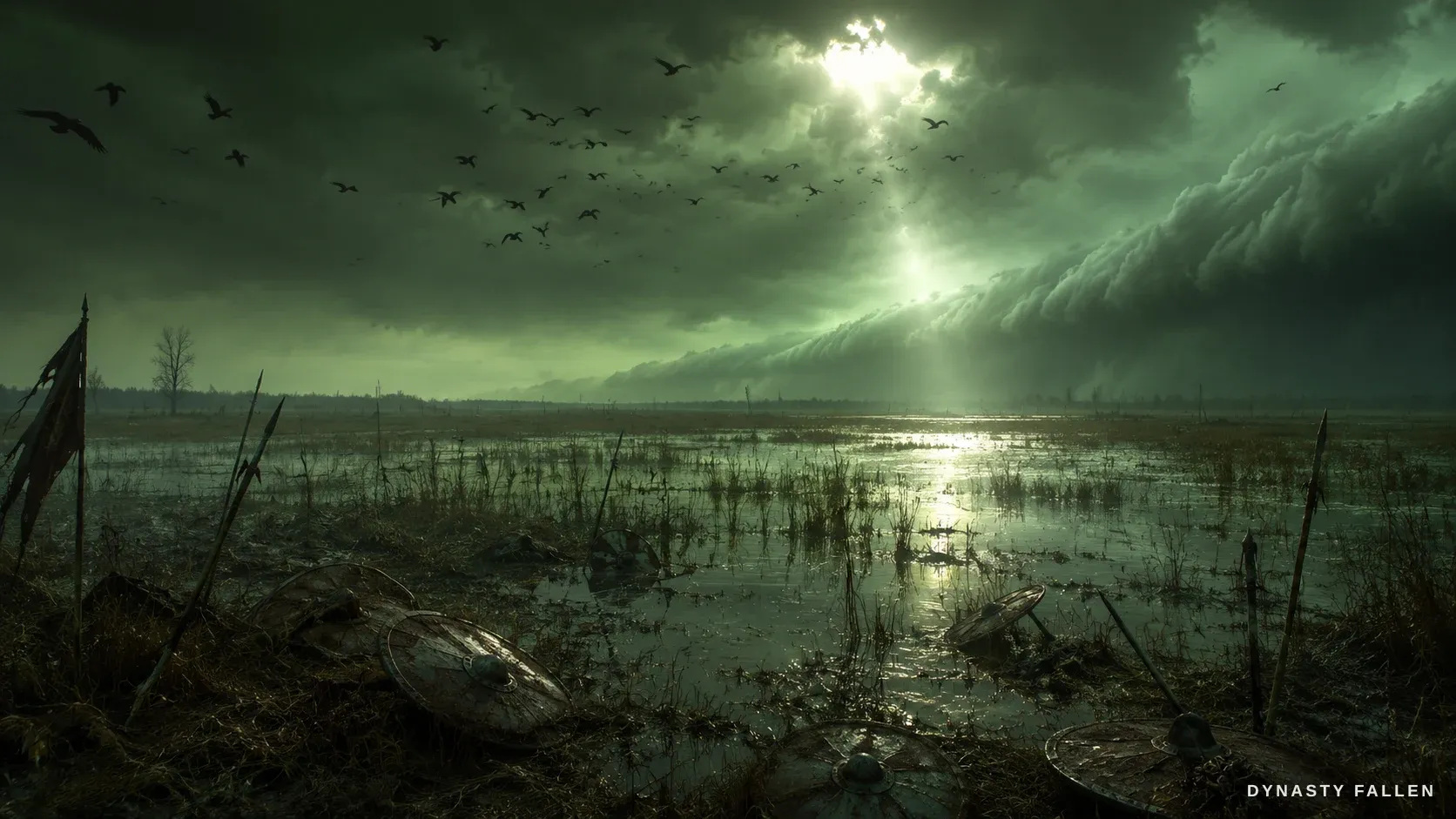 A wide of the won-then-lost field at Fulford under a massing storm-front — the early victory that was a false dawn.