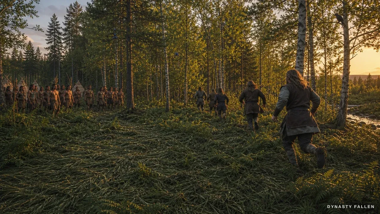 A wide view of Brake Forest at dusk shows the chaotic beginn.