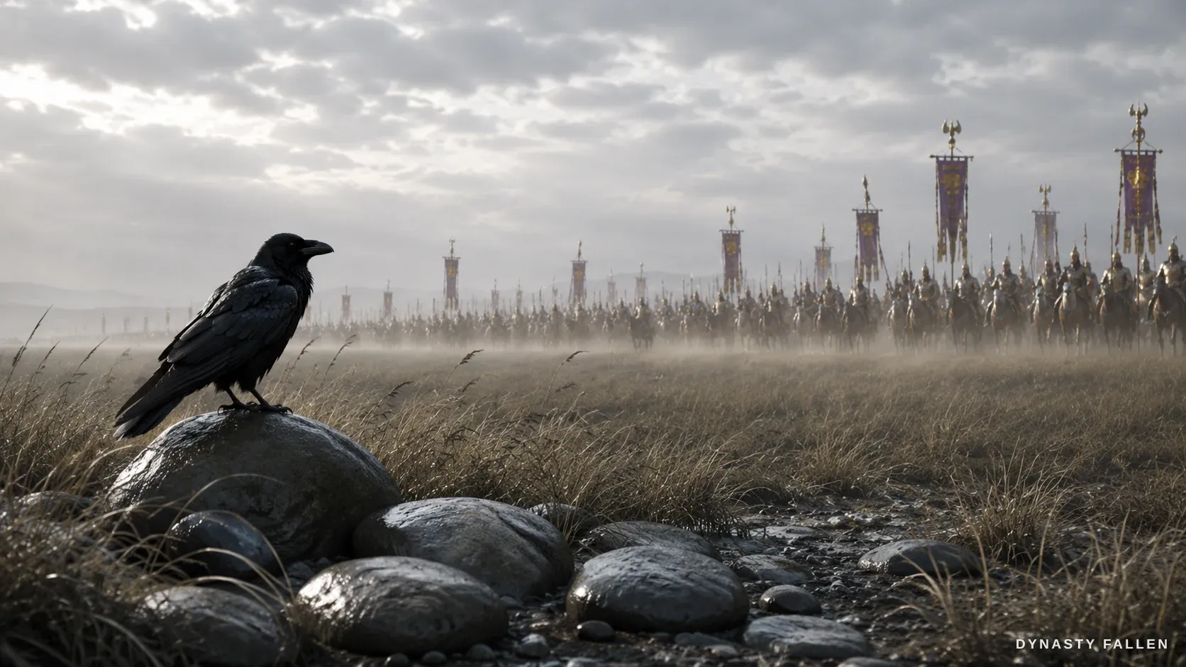 The Persian columns march closer across the grass, dust rising behind the standards.