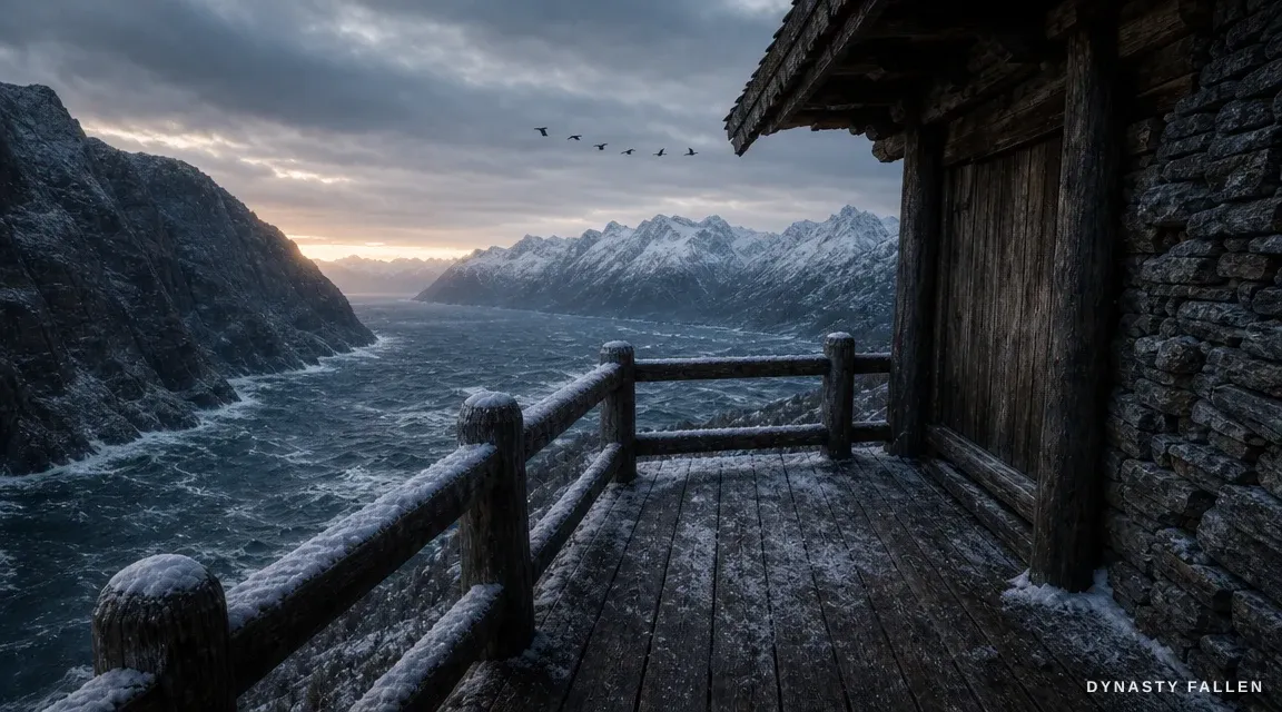 A wide view of Stone Porch Above Fjord captures the empty wo.