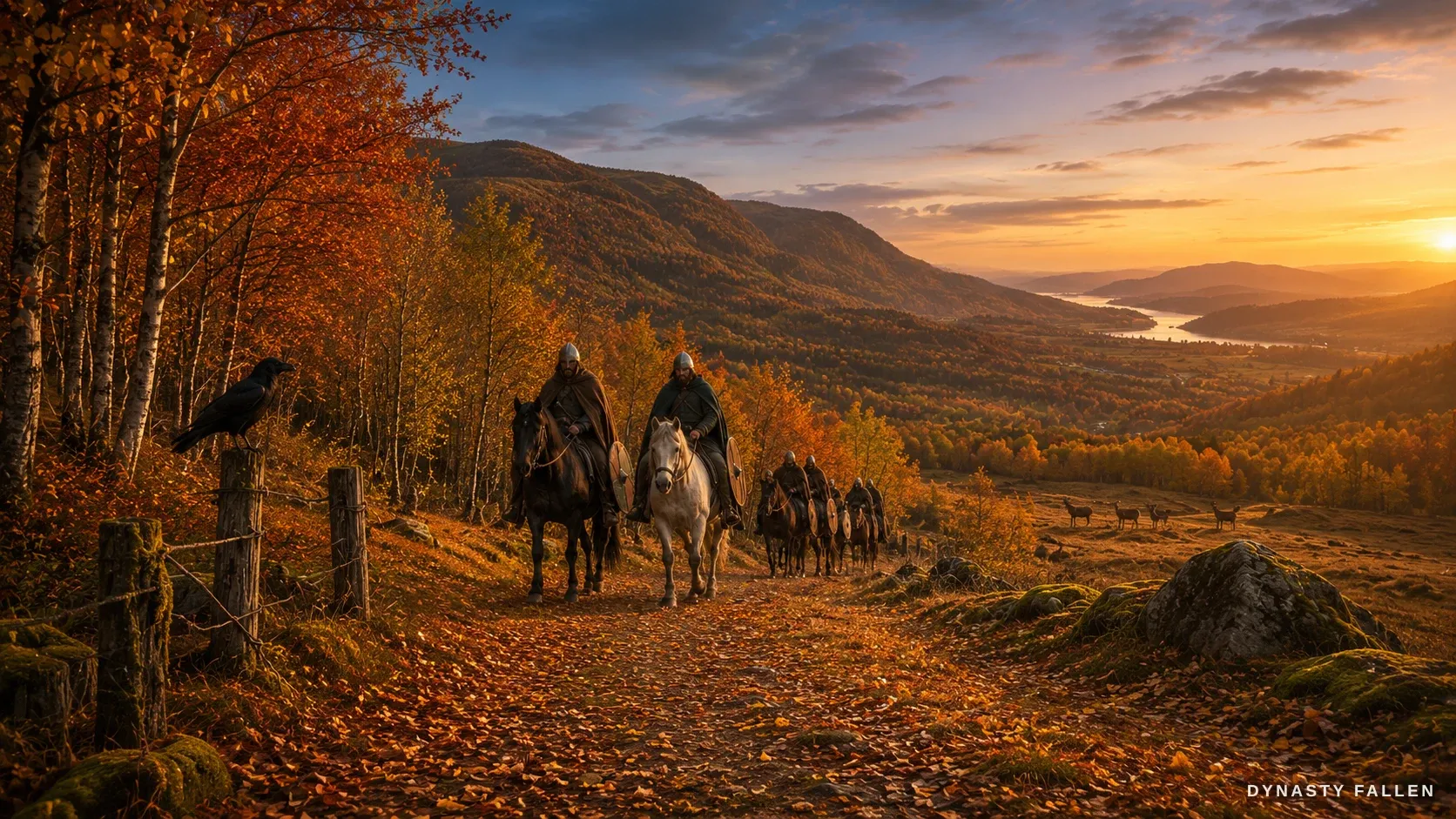 A sweeping wide view of the Autumn Road South reveals a wind.