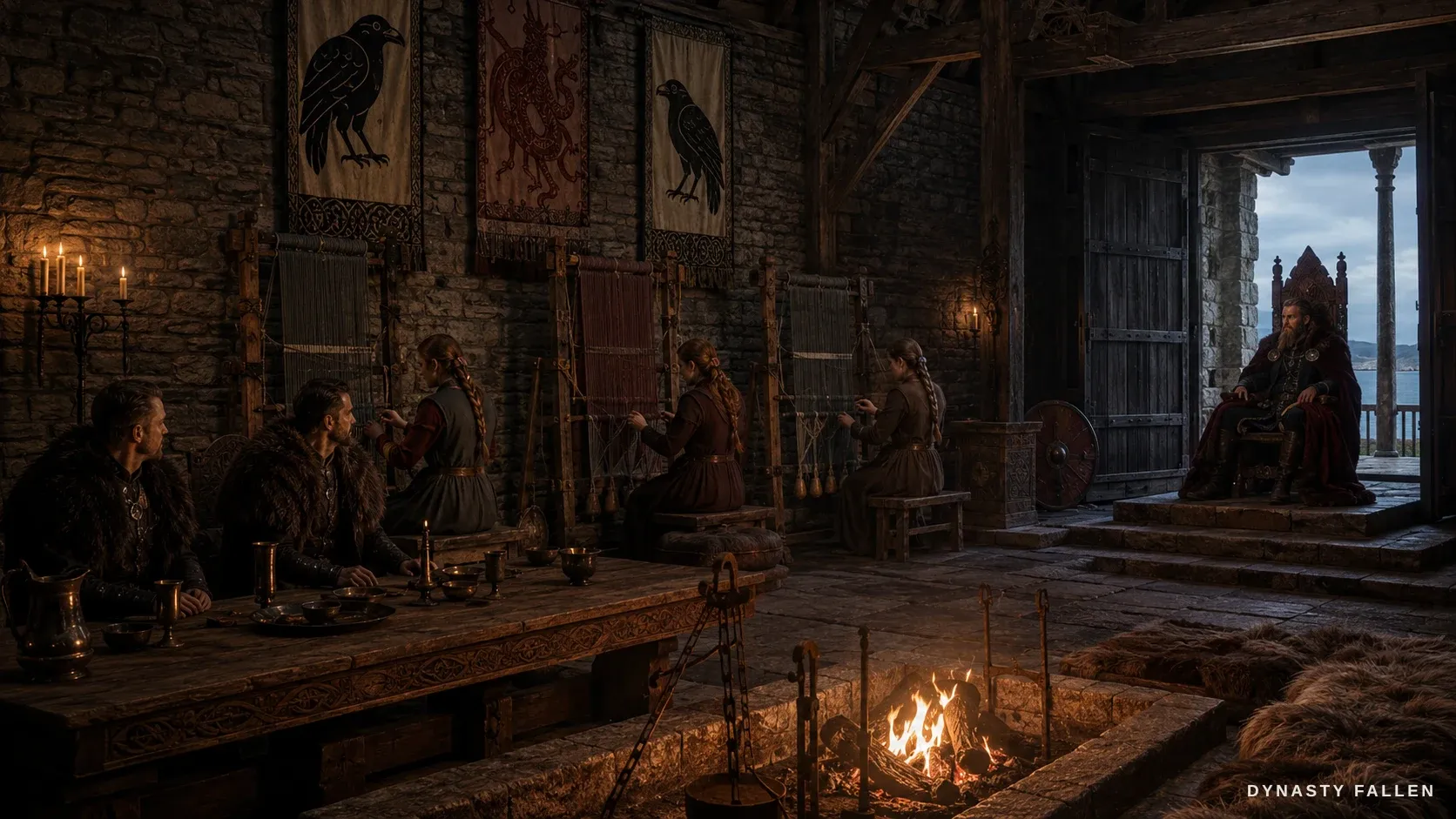 In the dimly lit rear of Anglo Norse Hall Jorvik, three hall.