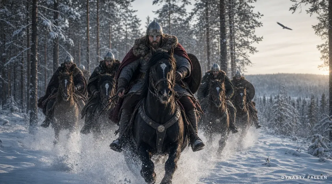Wide hero shot of Erik's six horsemen breaking through the p.